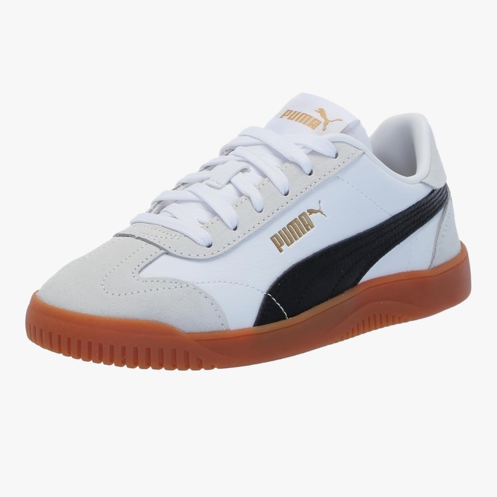 Puma White and Black Sneakers with Brown Sole
